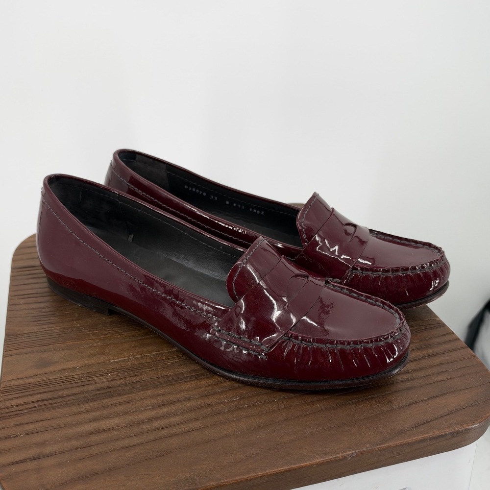 Cole Haan Nike Air Women's Patent Leather Penny Loafers Burgundy Oxblood Size 11